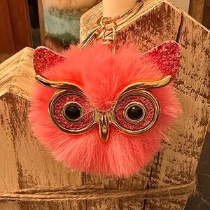 Pink Owl Keychain Accessory